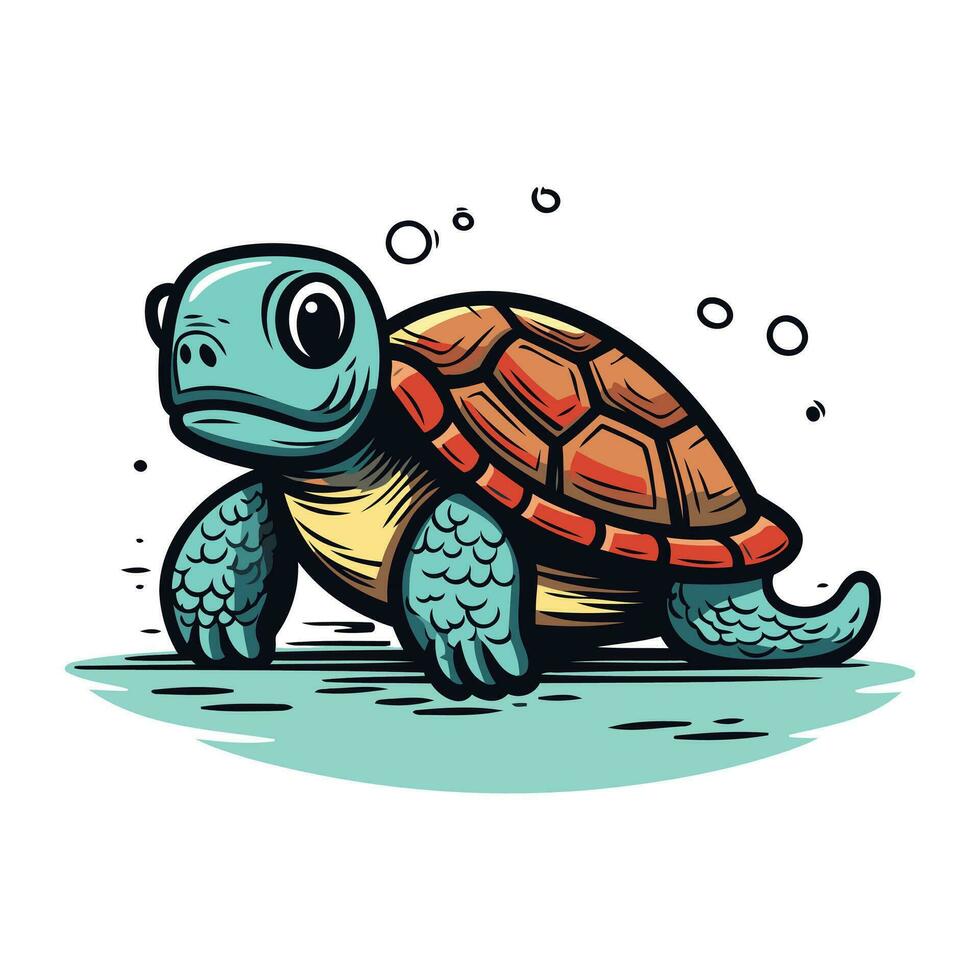 schattig tekenfilm schildpad. vector illustratie geïsoleerd Aan een wit achtergrond.