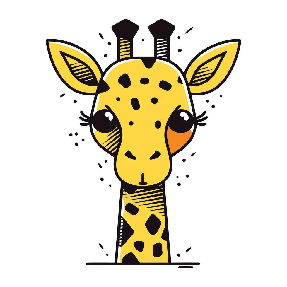 giraffe hoofd. schattig tekenfilm dier. vector illustratie.