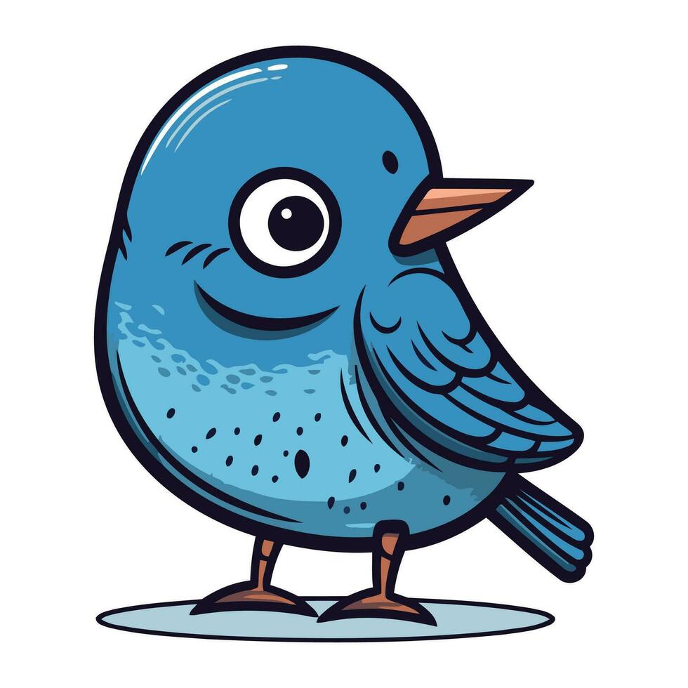 schattig blauw vogel. tekenfilm vector illustratie geïsoleerd Aan wit achtergrond.