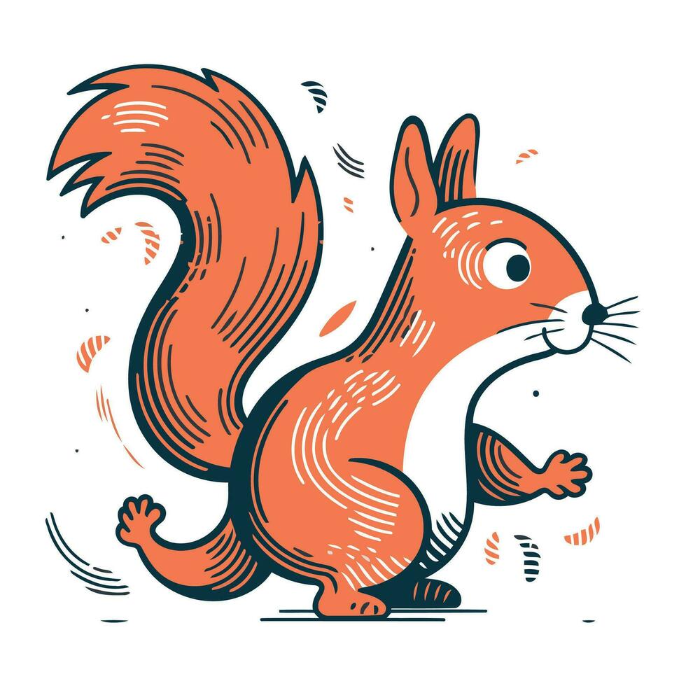 eekhoorn. vector illustratie van een eekhoorn met een noot in zijn poten.