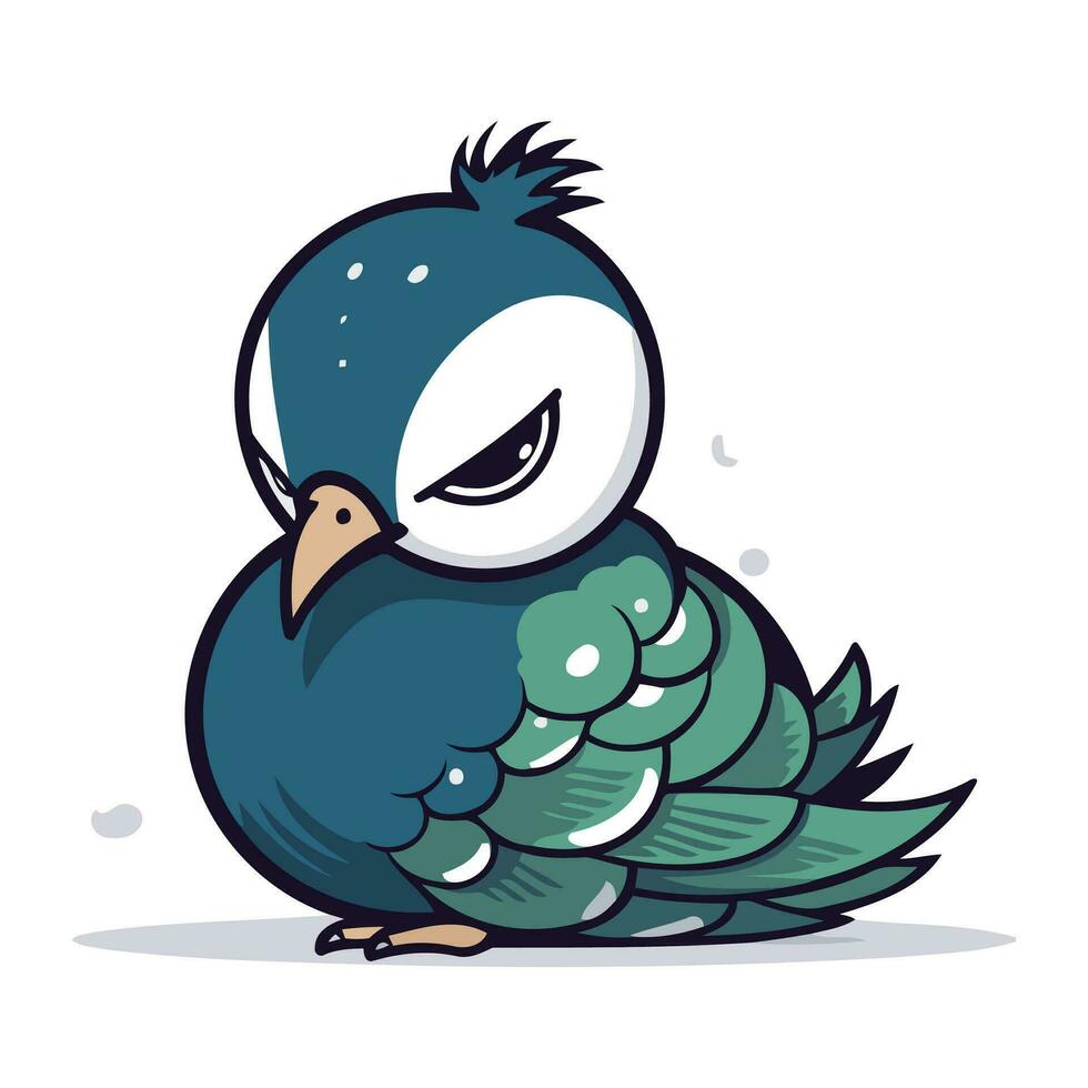 vector illustratie van een schattig blauw vogel geïsoleerd Aan een wit achtergrond.