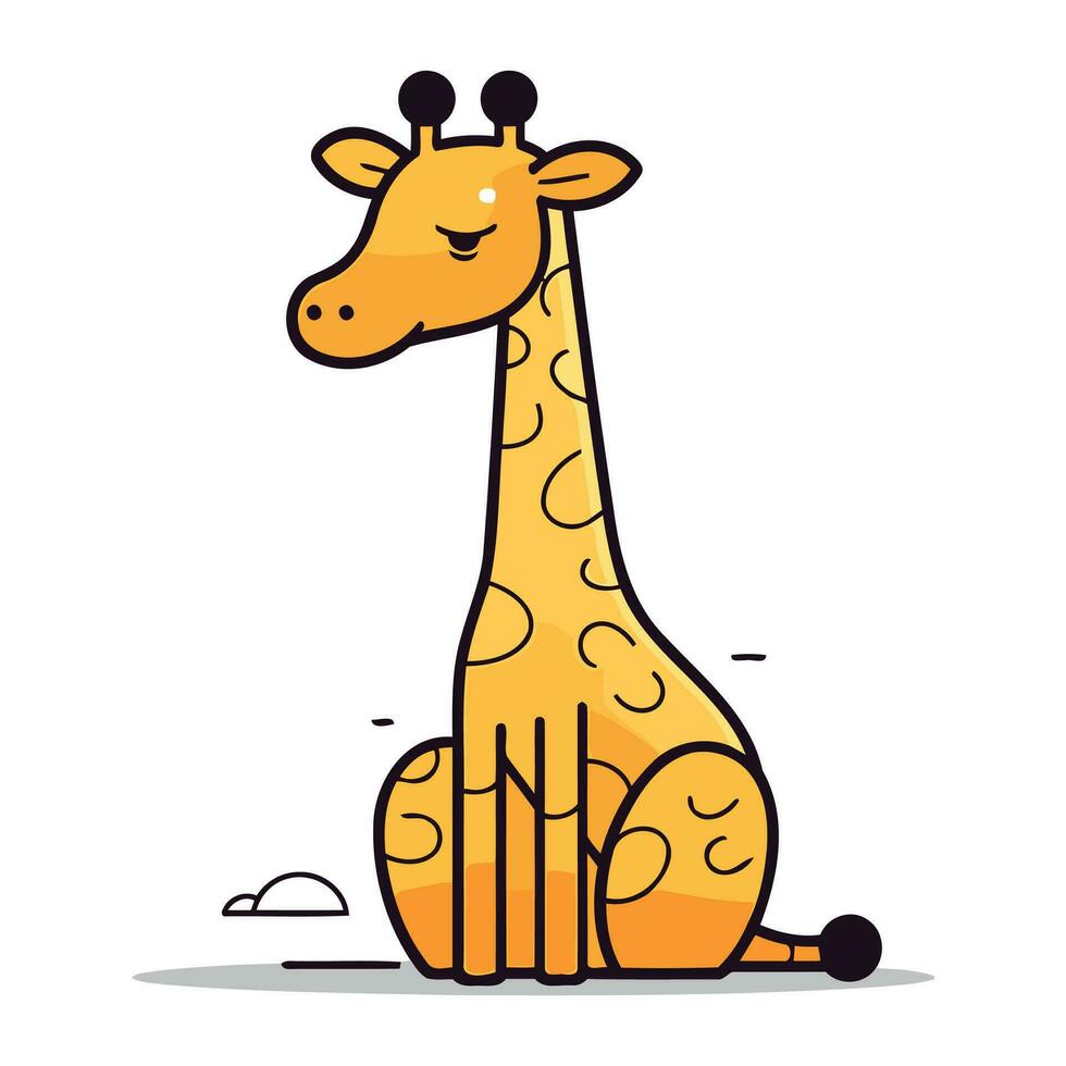 schattig tekenfilm giraffe zittend Aan de grond. vector illustratie.