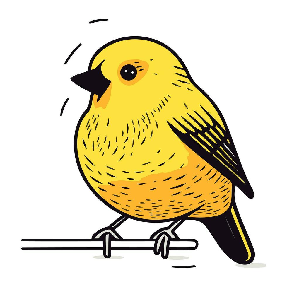 schattig weinig geel vogel geïsoleerd Aan wit achtergrond. vector illustratie.