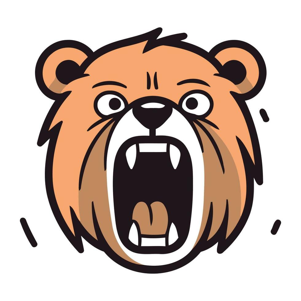 boos beer hoofd mascotte geïsoleerd Aan wit achtergrond. vector illustratie.