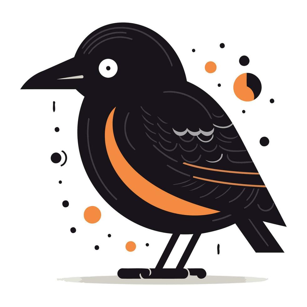 schattig zwart vogel. vector illustratie in vlak stijl geïsoleerd Aan wit achtergrond.