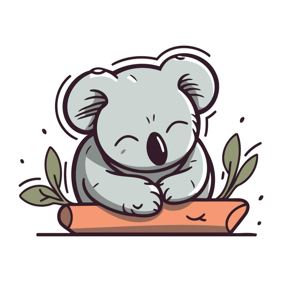 schattig koala slapen Aan een logboek. vector tekenfilm illustratie.