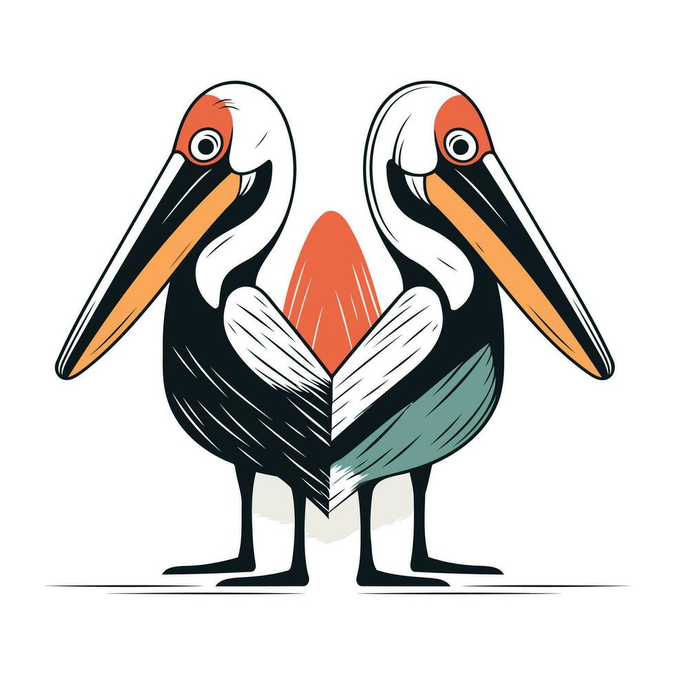 pelikaan in liefde. vector illustratie in tekenfilm stijl Aan een wit achtergrond.