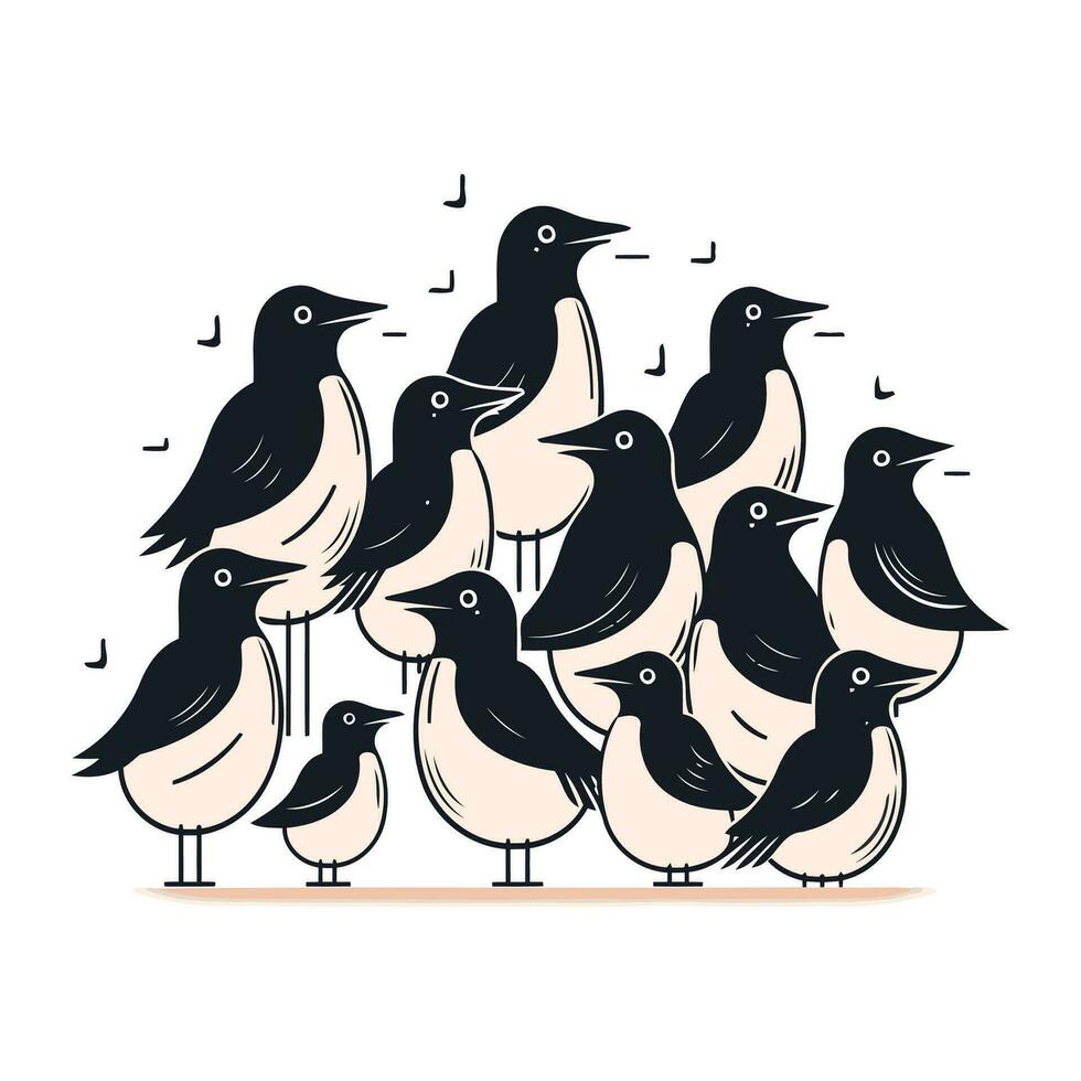 groep van vogels. hand- getrokken vector illustratie in tekening stijl.