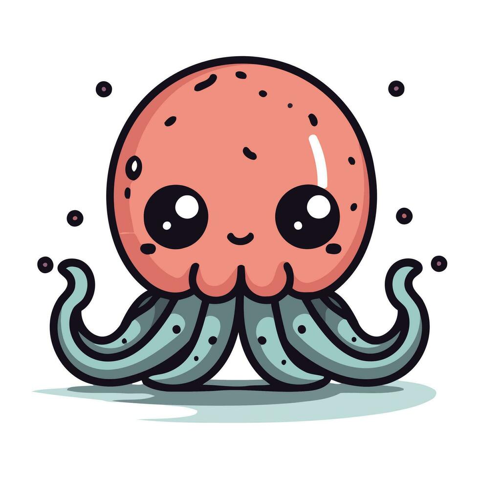 schattig tekenfilm Octopus. schattig kawaii karakter. vector illustratie.