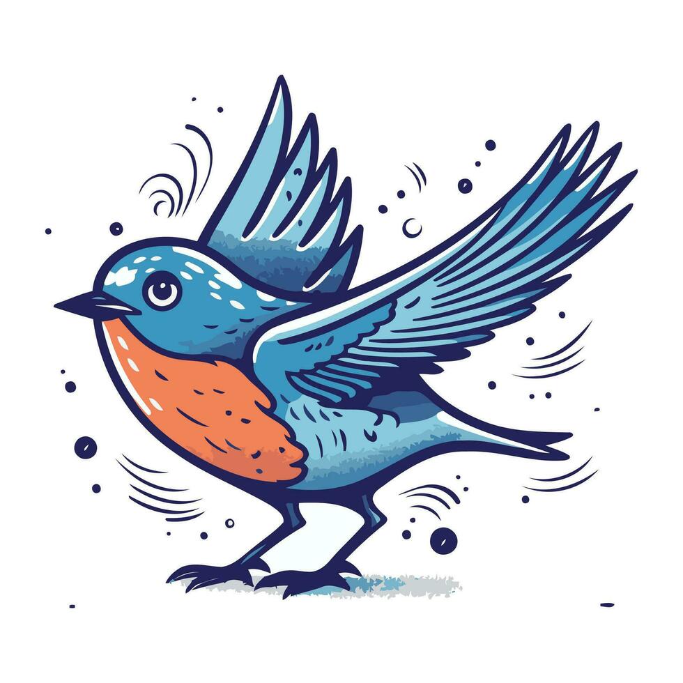 hand- getrokken vector illustratie van een blauwe vogel. geïsoleerd Aan wit achtergrond.
