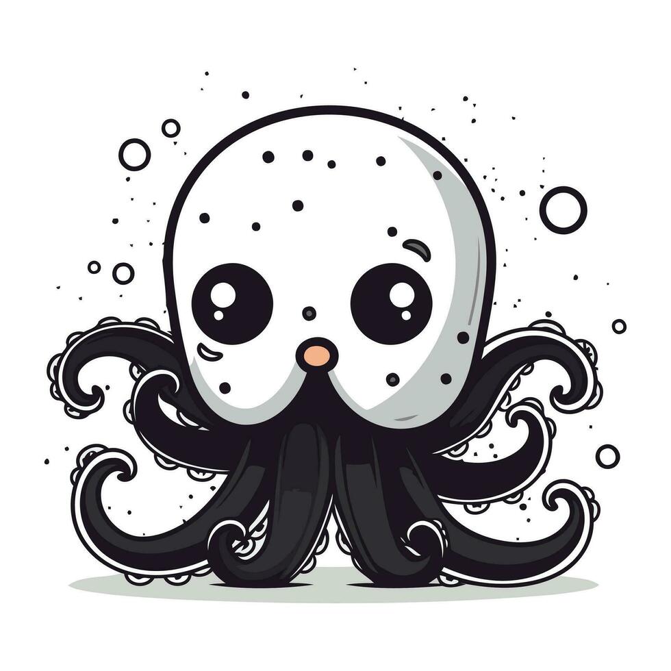 schattig Octopus tekenfilm Aan wit achtergrond vector illustratie grafisch ontwerp.