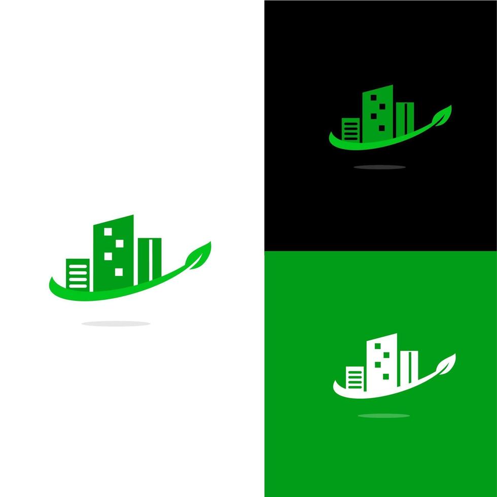 groene stad logo ontwerpconcept, eco stad logo ontwerp pictogrammalplaatje vector