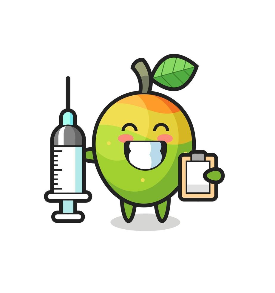 mascotteillustratie van mango als dokter vector