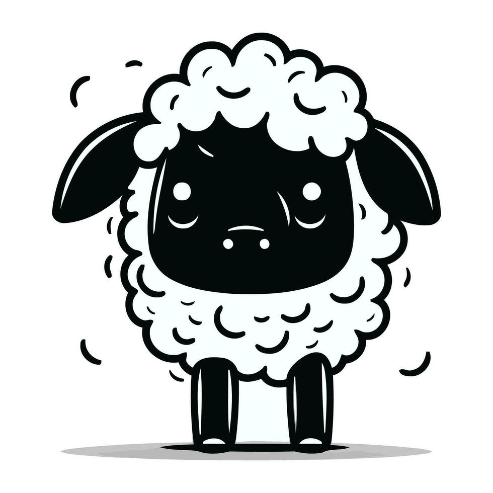 schattig tekenfilm schapen. vector illustratie. zwart en wit schapen.