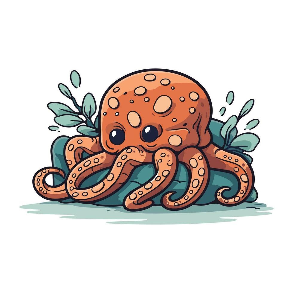 schattig Octopus. vector illustratie van schattig Octopus geïsoleerd Aan wit achtergrond.