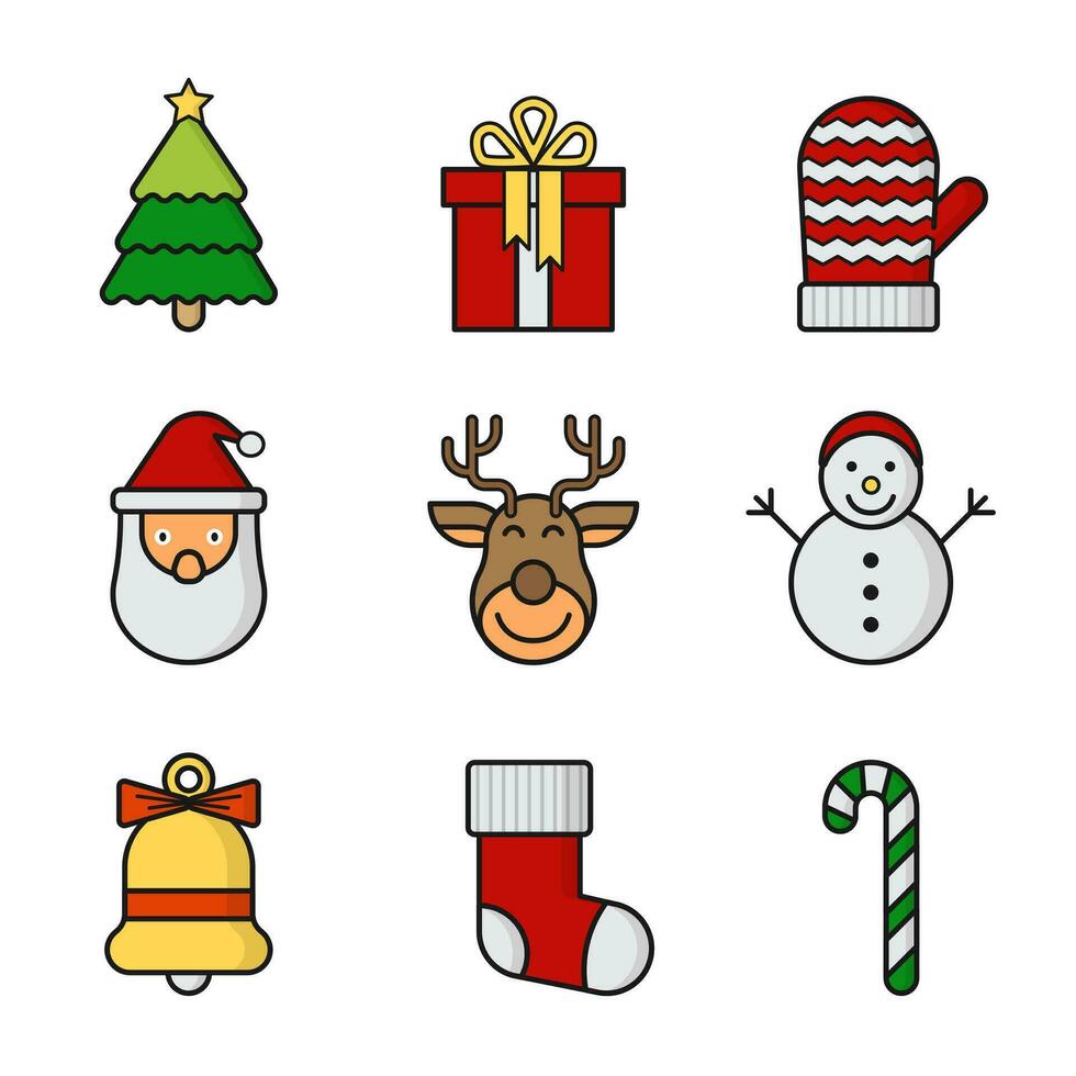 Kerstmis pictogrammen reeks Aan wit achtergrond. gemakkelijk vector illustratie element en pictogrammen