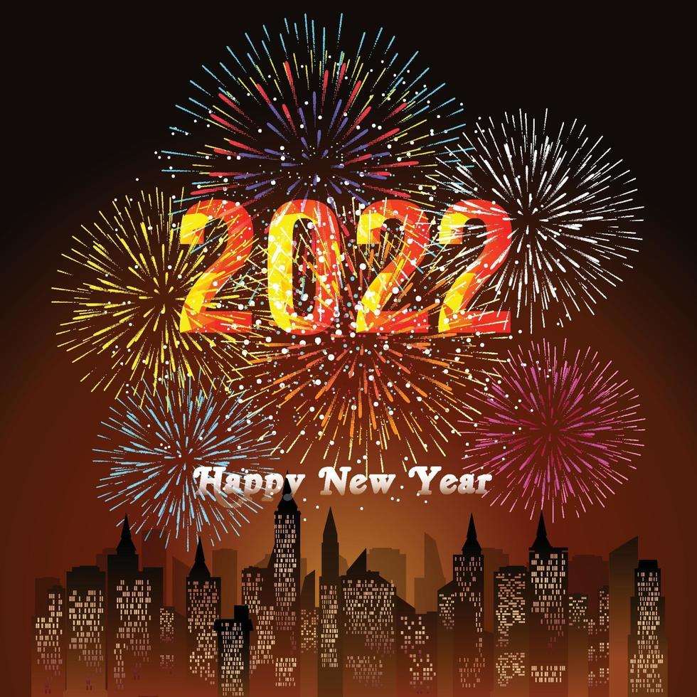 gelukkig nieuwjaar 2022 met vuurwerkachtergronden vector