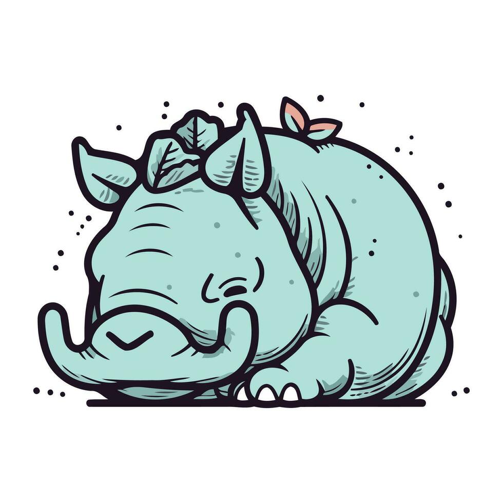 schattig tekenfilm neushoorn. vector illustratie geïsoleerd Aan wit achtergrond.