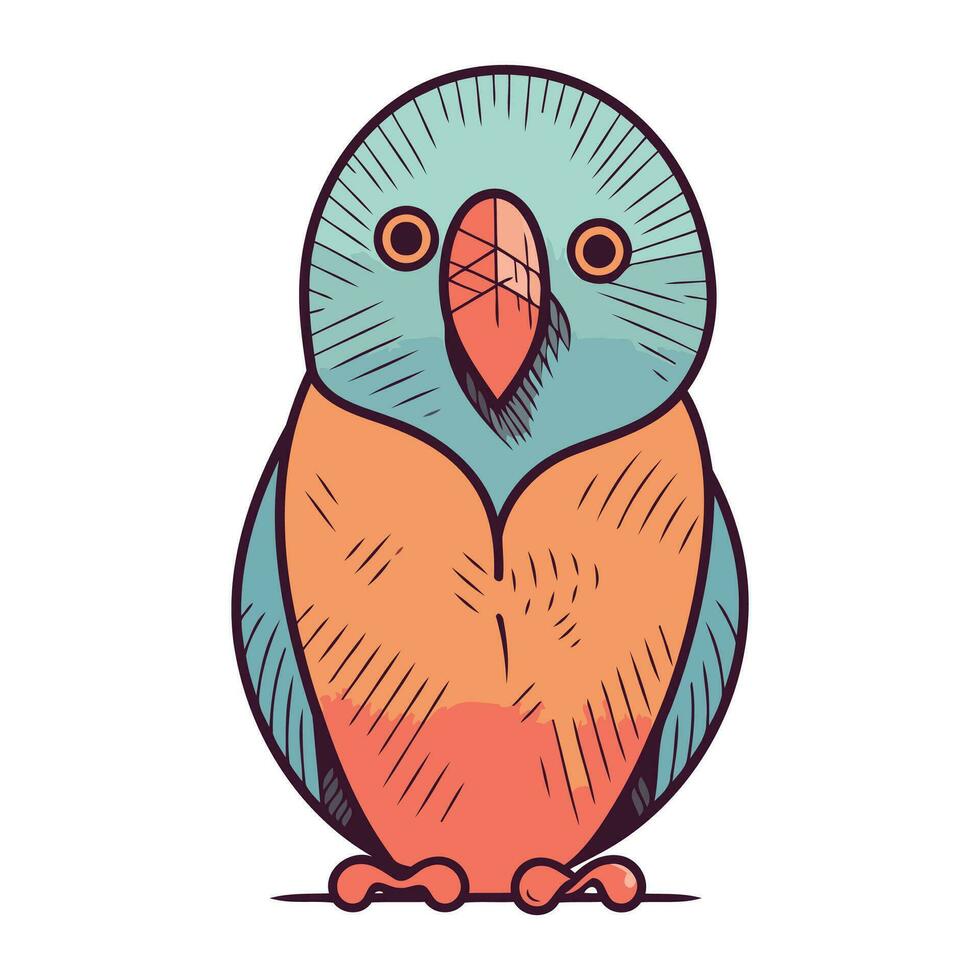 vector illustratie van schattig tekenfilm papegaai in tekening stijl.