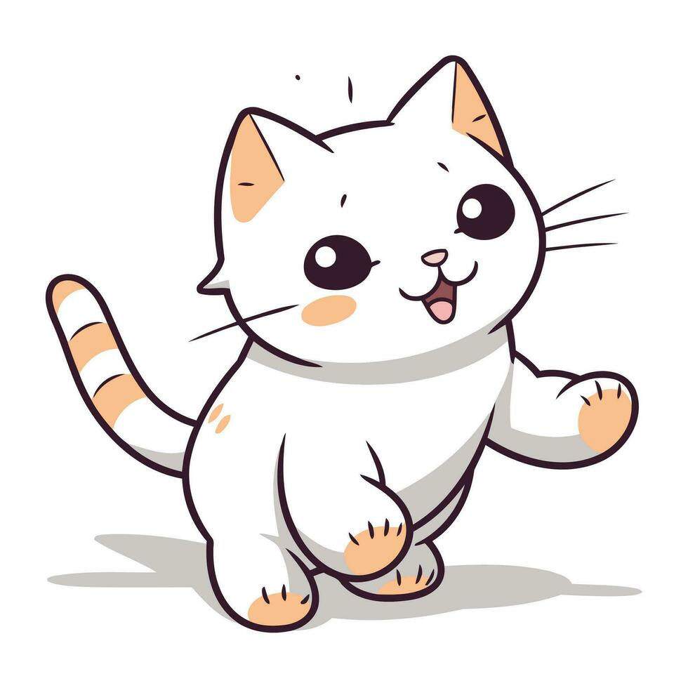 schattig tekenfilm kat geïsoleerd Aan een wit achtergrond. vector illustratie.