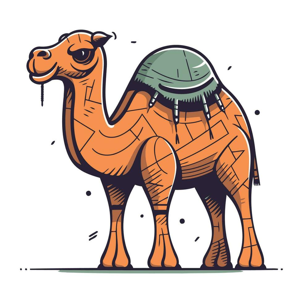 kameel. hand- getrokken vector illustratie. geïsoleerd Aan wit achtergrond.