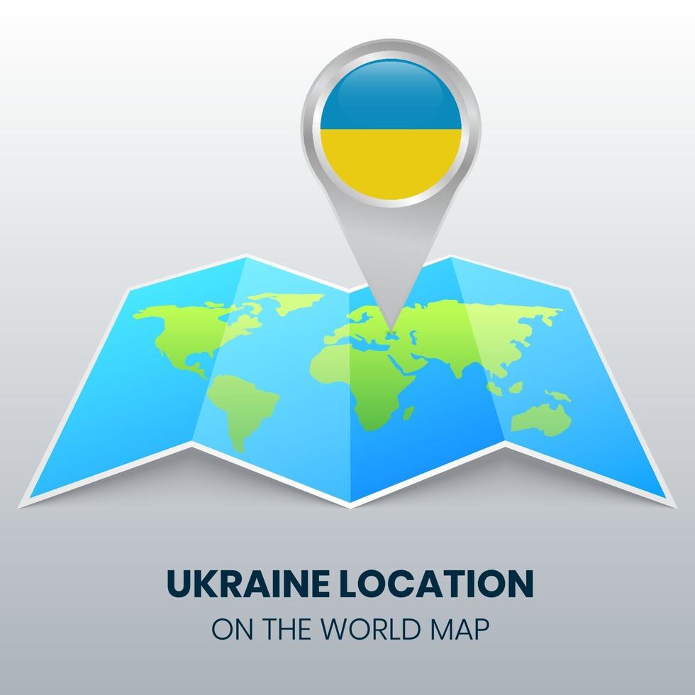 locatie icoon van oekraïne op de wereldkaart, ronde pin icoon van oekraïne vector