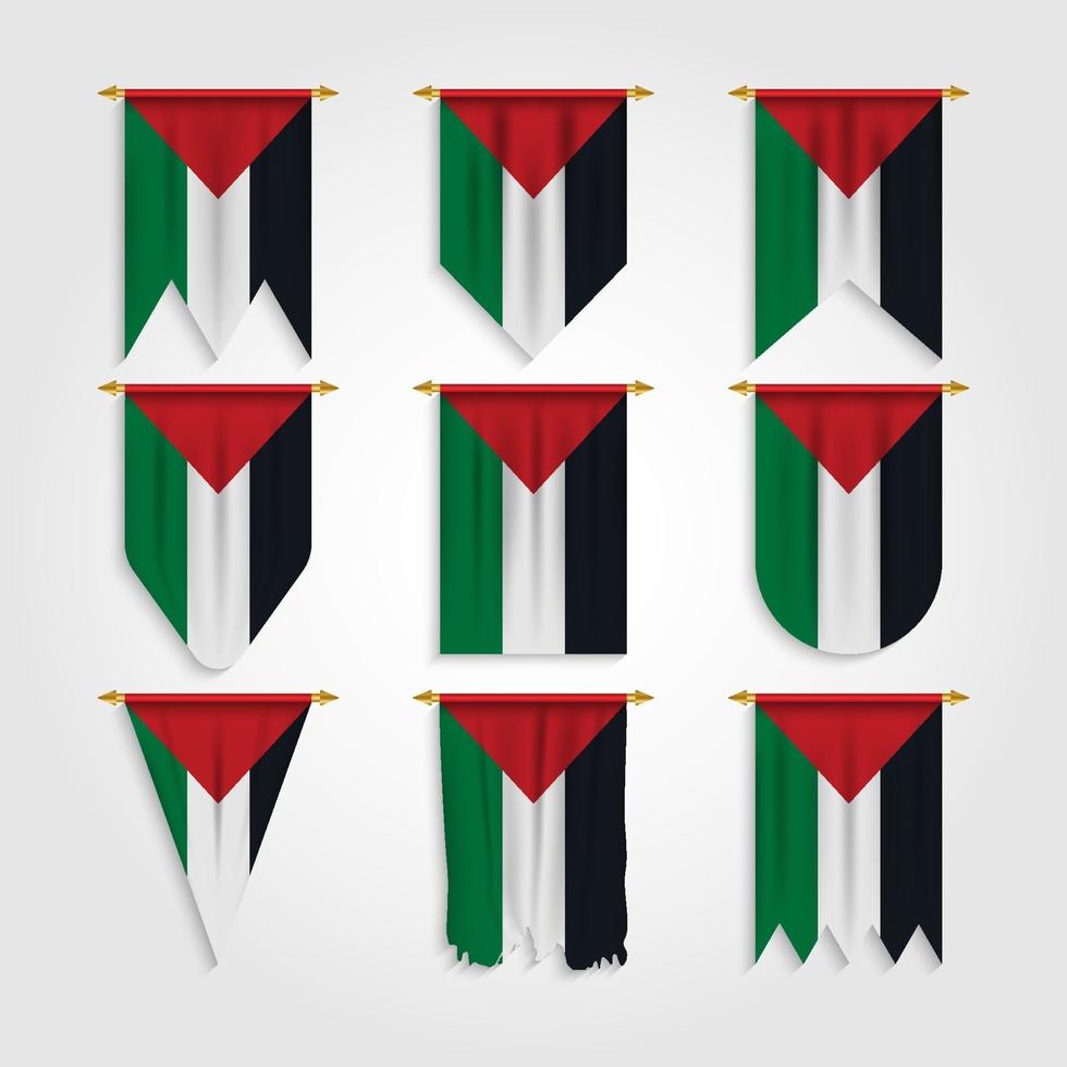 palestina vlag in verschillende vormen vector