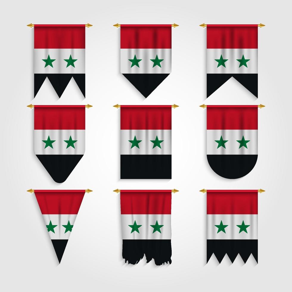 syrische vlag in verschillende vormen, vlag van syrië in verschillende vormen vector