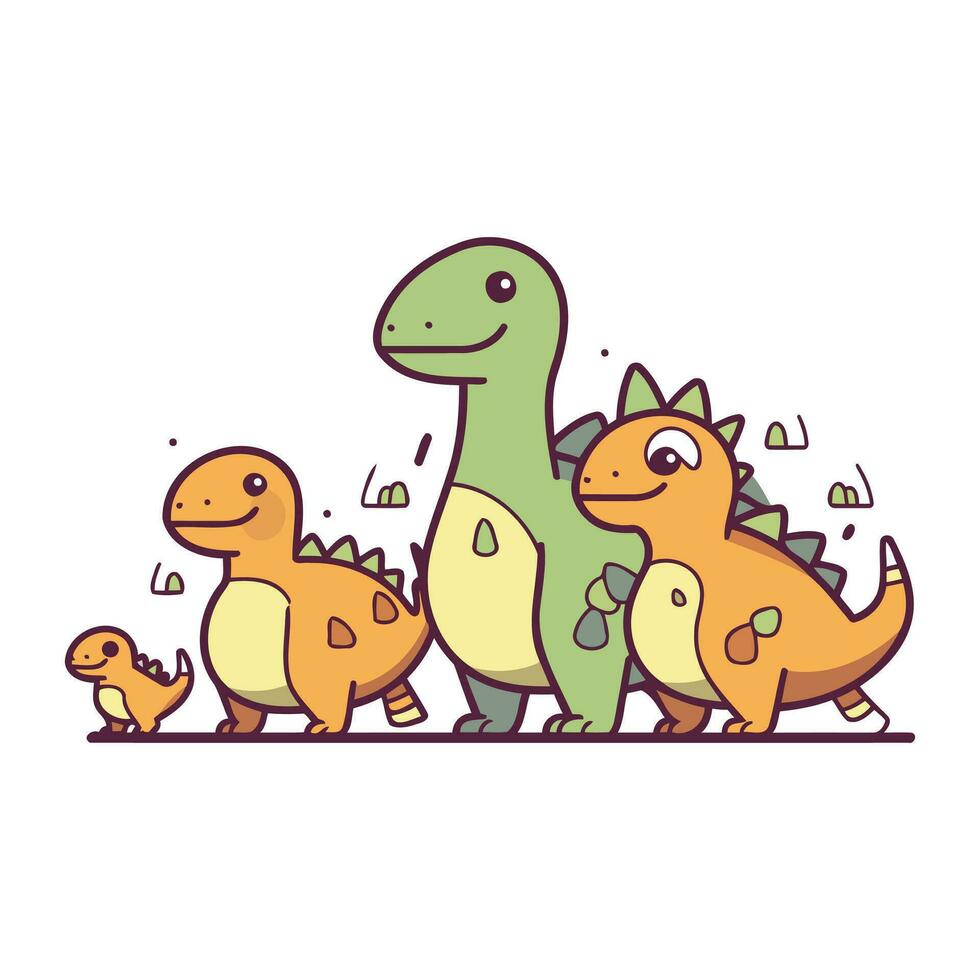 dinosaurus familie. tekenfilm vector illustratie. schattig dino familie.