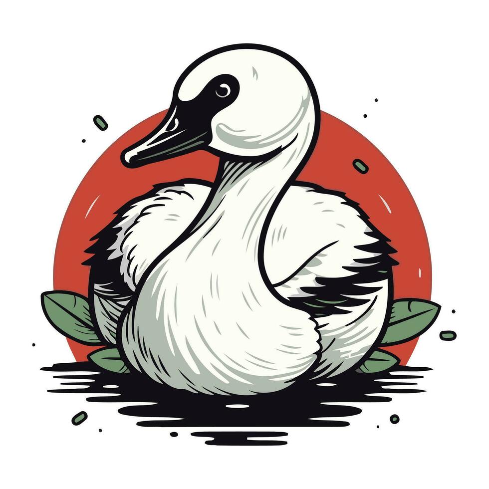 zwaan. vector illustratie van een zwaan Aan een wit achtergrond.