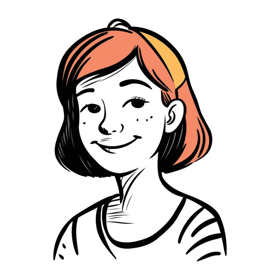 vector illustratie van een jong vrouw met rood haar- en sproeten