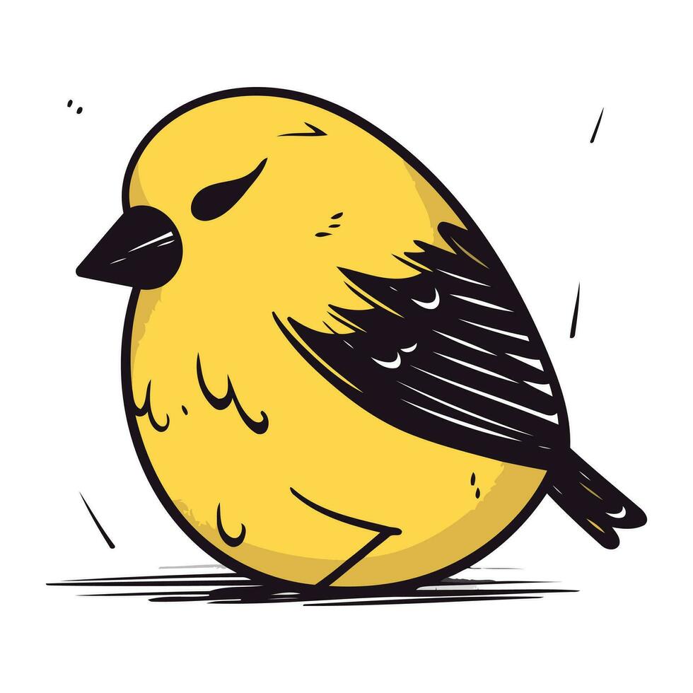 vector illustratie van een schattig weinig geel vogel Aan een wit achtergrond.