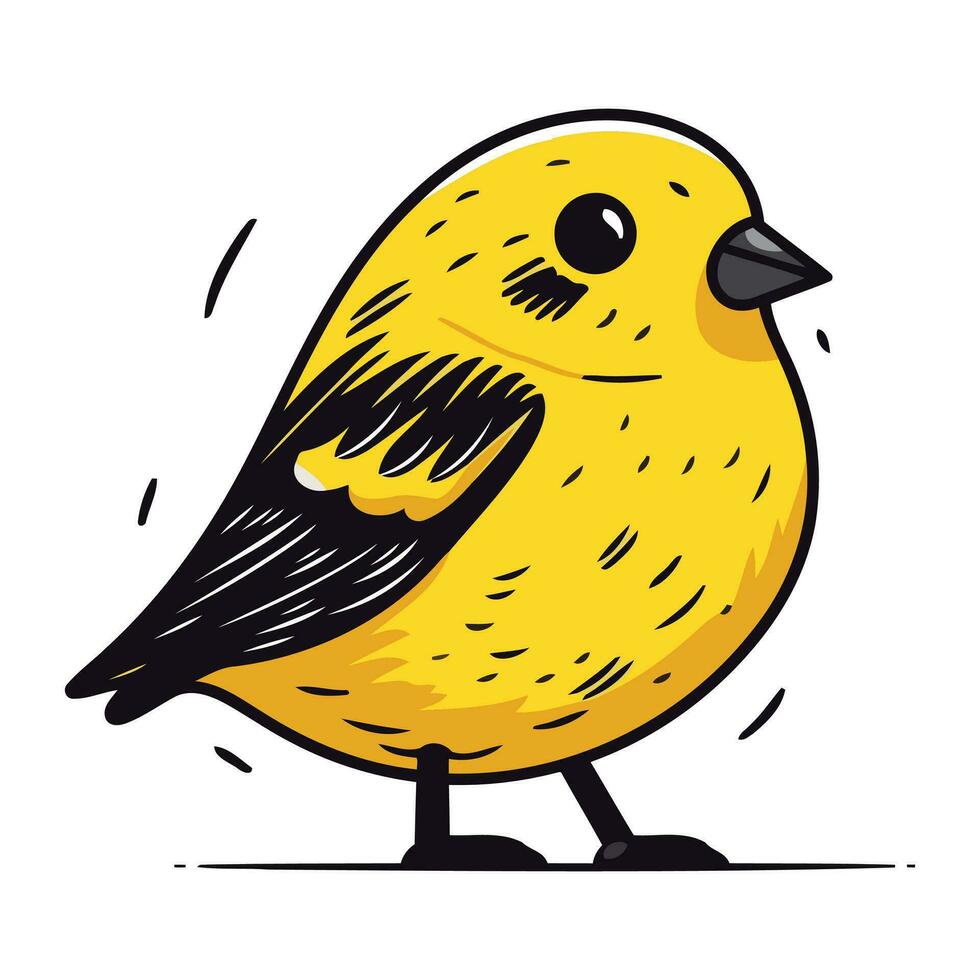 schattig weinig geel vogel geïsoleerd Aan wit achtergrond. vector illustratie.