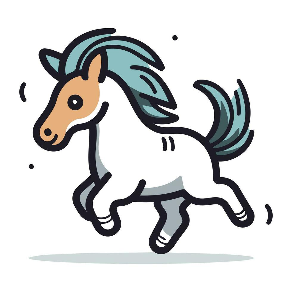 paard rennen. vector illustratie. schattig tekenfilm paard rennen.