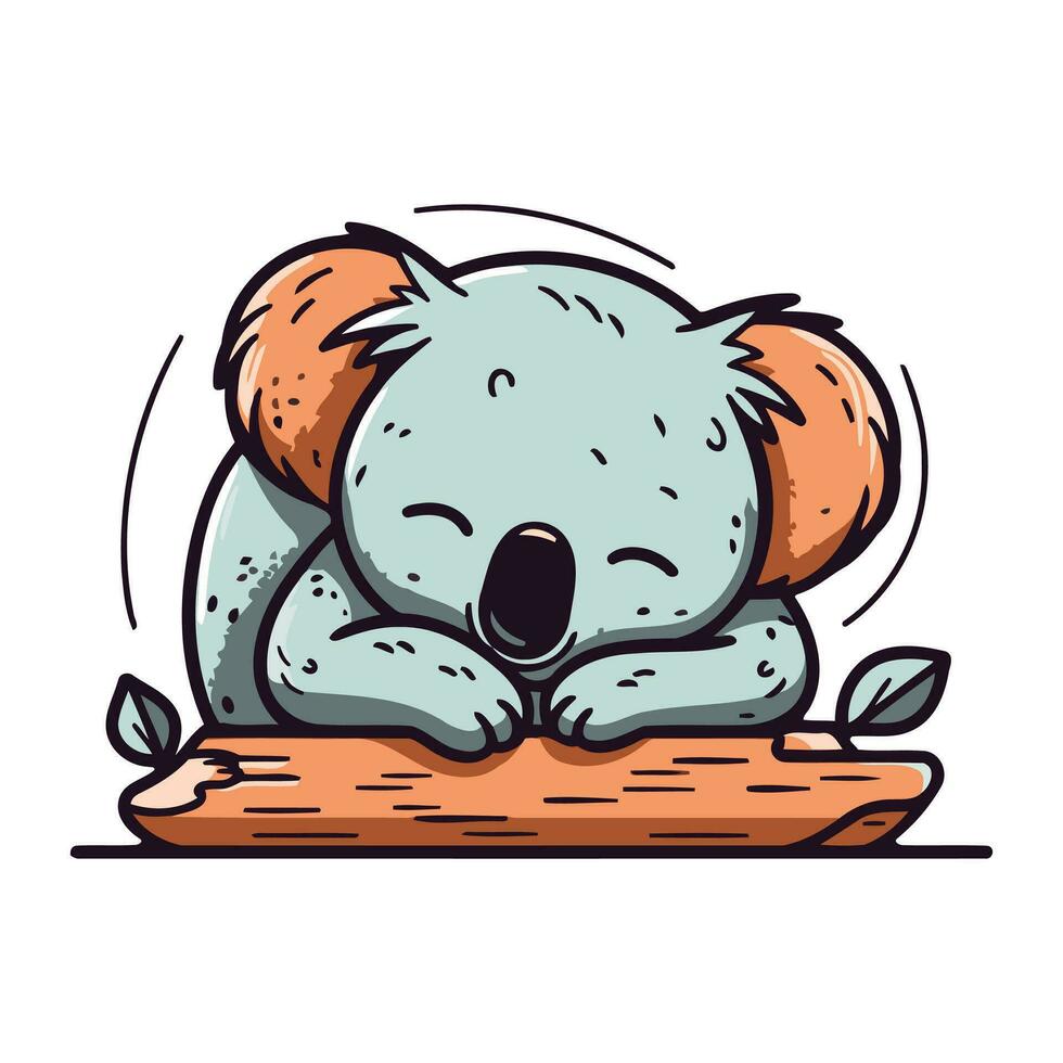 schattig tekenfilm koala slapen Aan een logboek. vector illustratie.