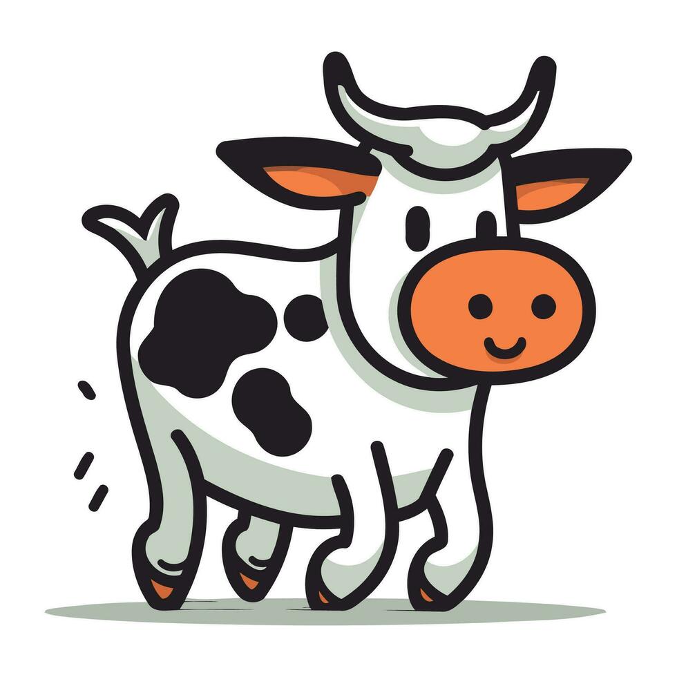 schattig tekenfilm koe. boerderij dier. vector illustratie geïsoleerd Aan wit achtergrond.