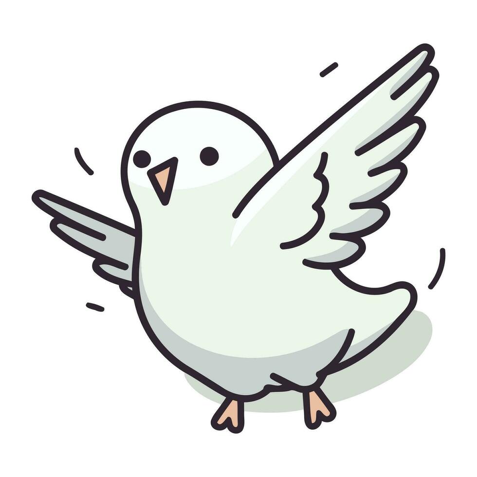 schattig wit duif vliegend geïsoleerd Aan wit achtergrond. vector illustratie.