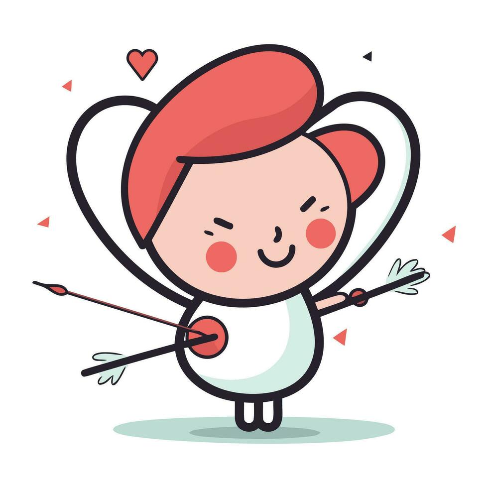 schattig Cupido met pijl en boog. vector illustratie.