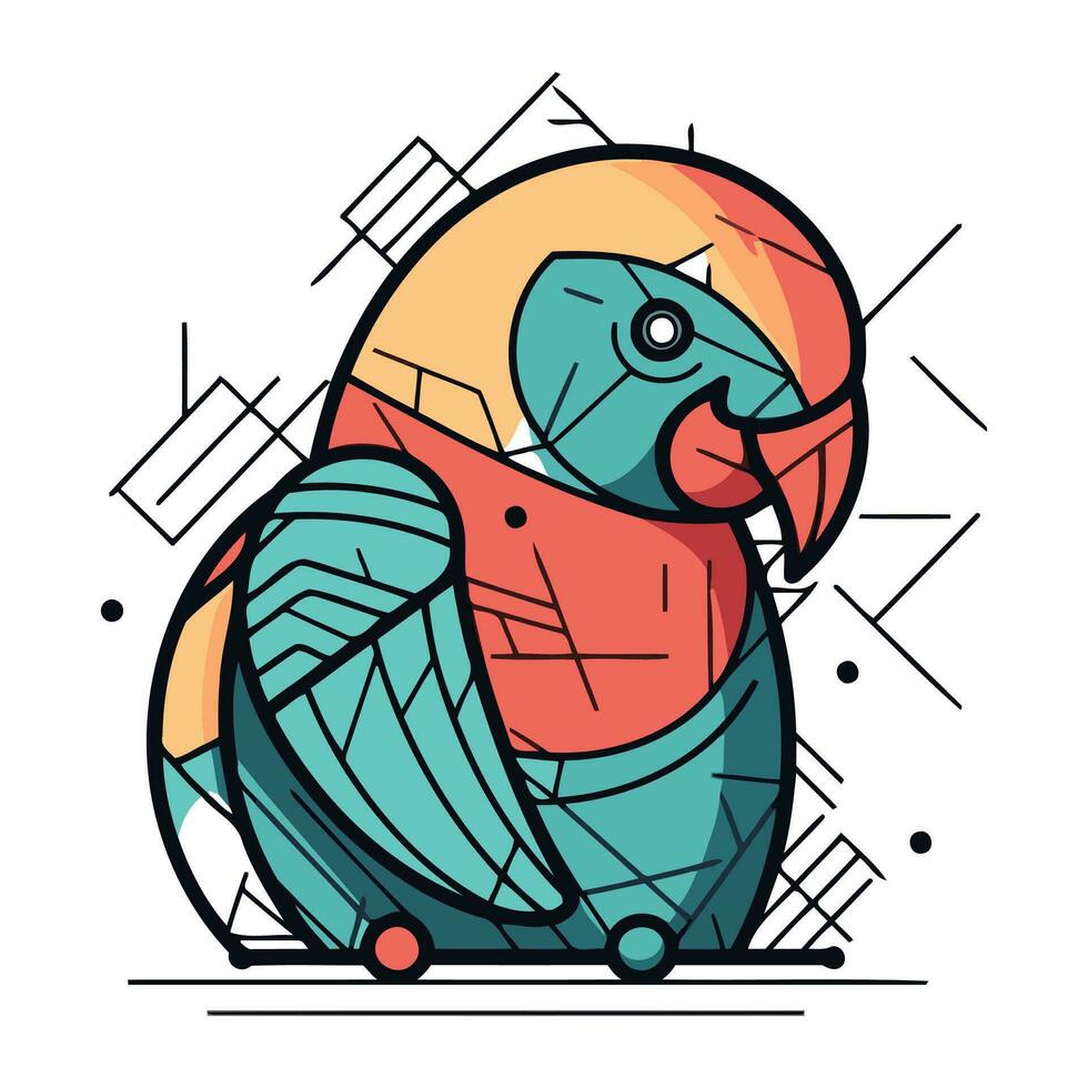 papegaai in de stijl van de jaren 80. vector illustratie.