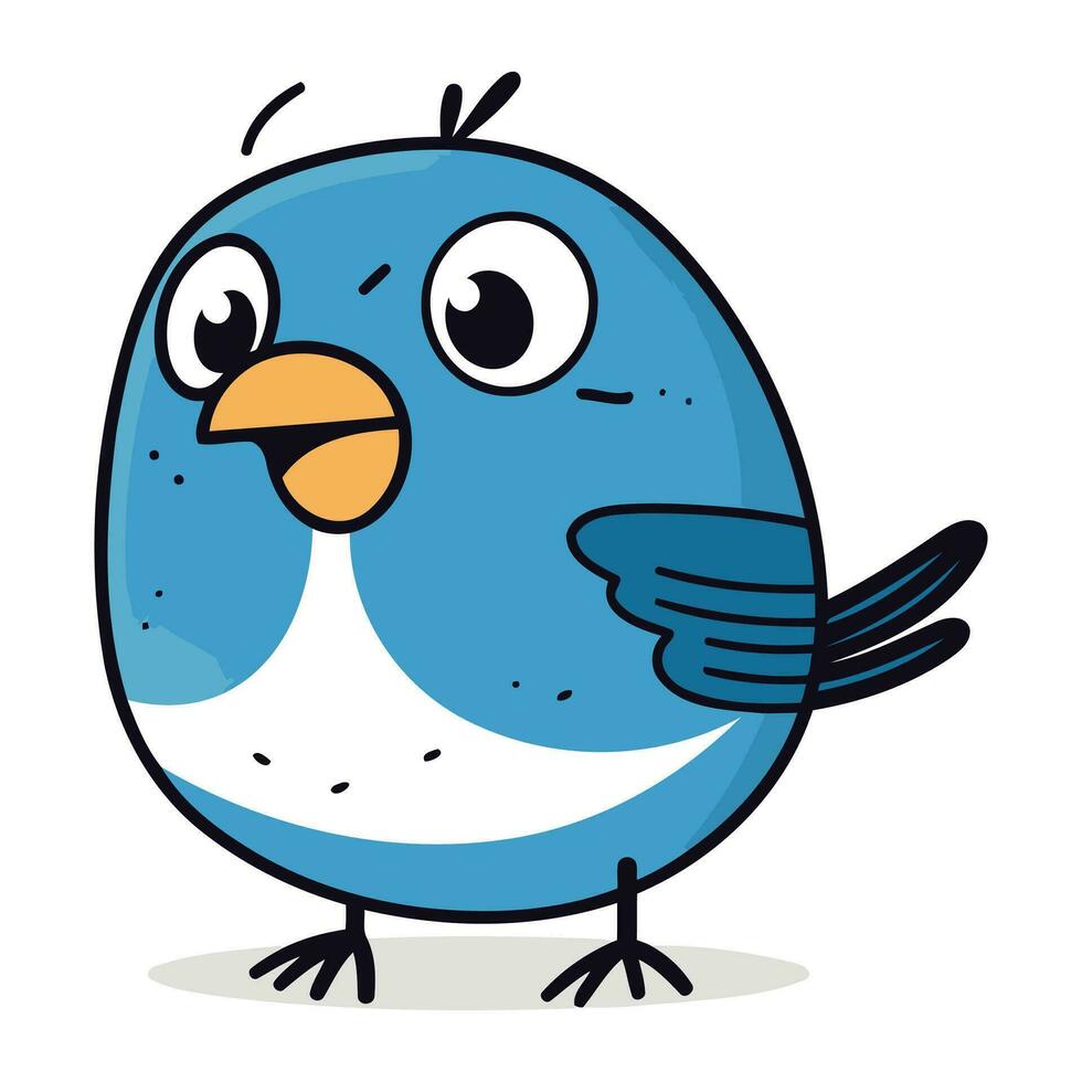 schattig tekenfilm blauw vogel geïsoleerd Aan wit achtergrond. vector illustratie.