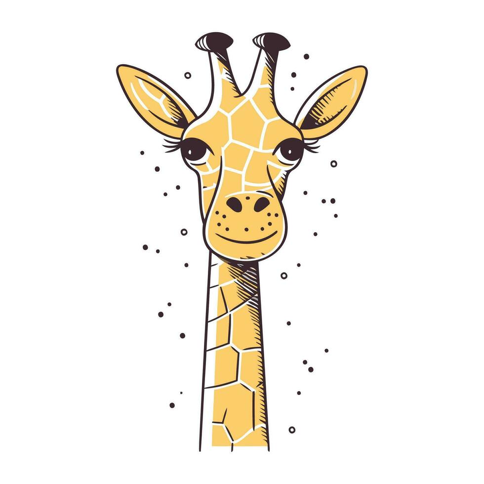 giraffe hoofd geïsoleerd Aan wit achtergrond. hand- getrokken vector illustratie.