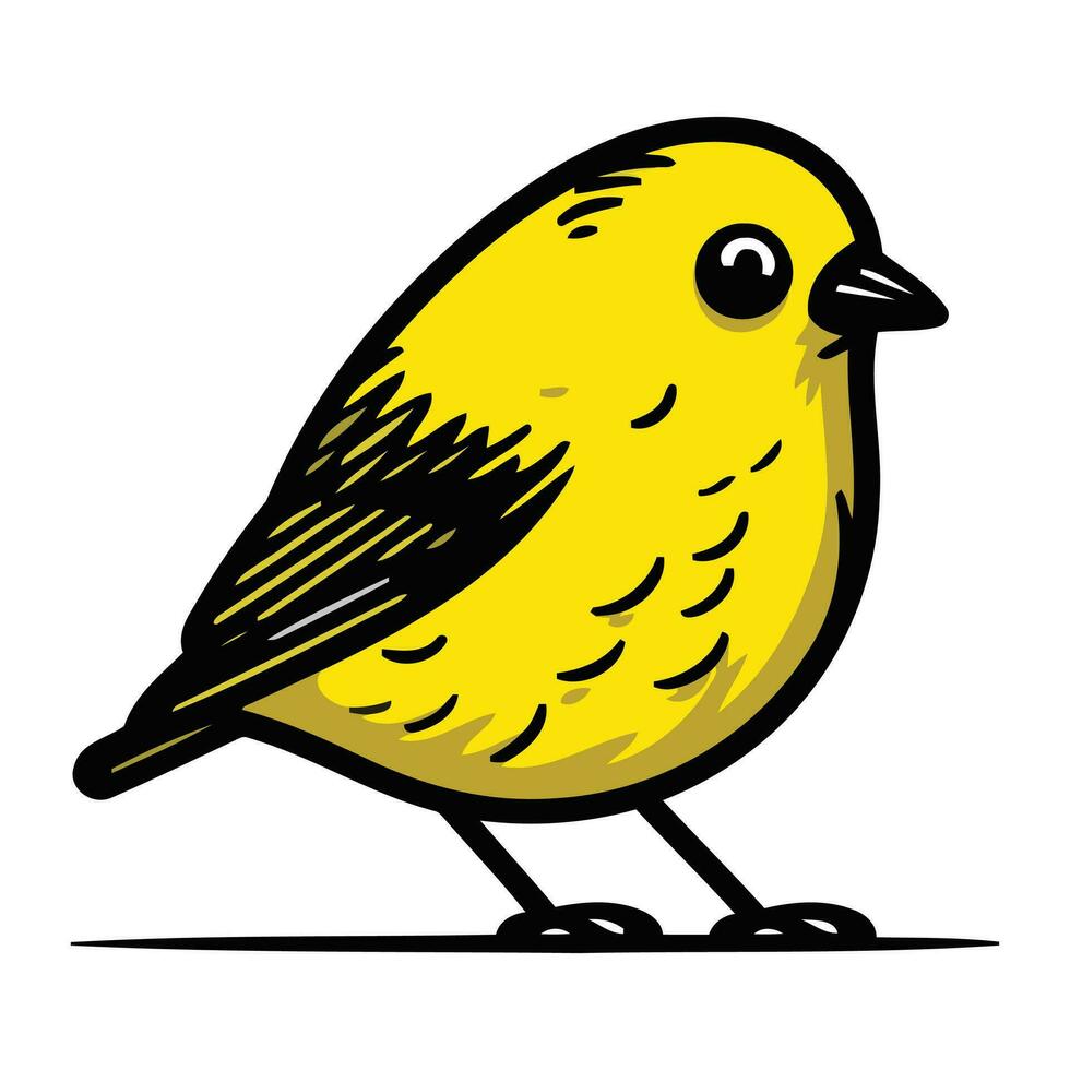 vector illustratie van een schattig weinig geel vogel Aan een wit achtergrond.