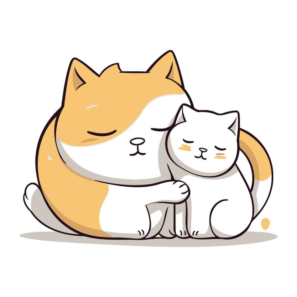 schattig kat en kat. vector illustratie van een kat en kat.