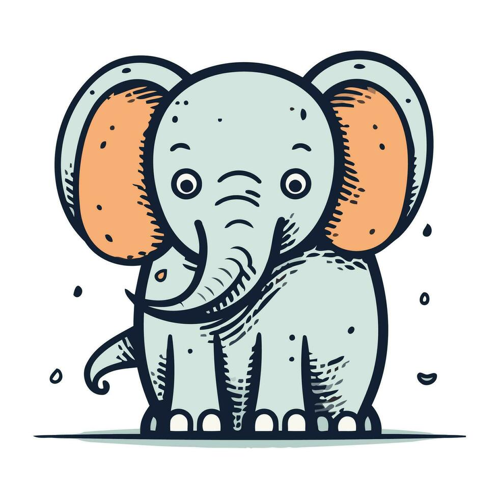 schattig tekenfilm olifant. vector illustratie geïsoleerd Aan de wit achtergrond.