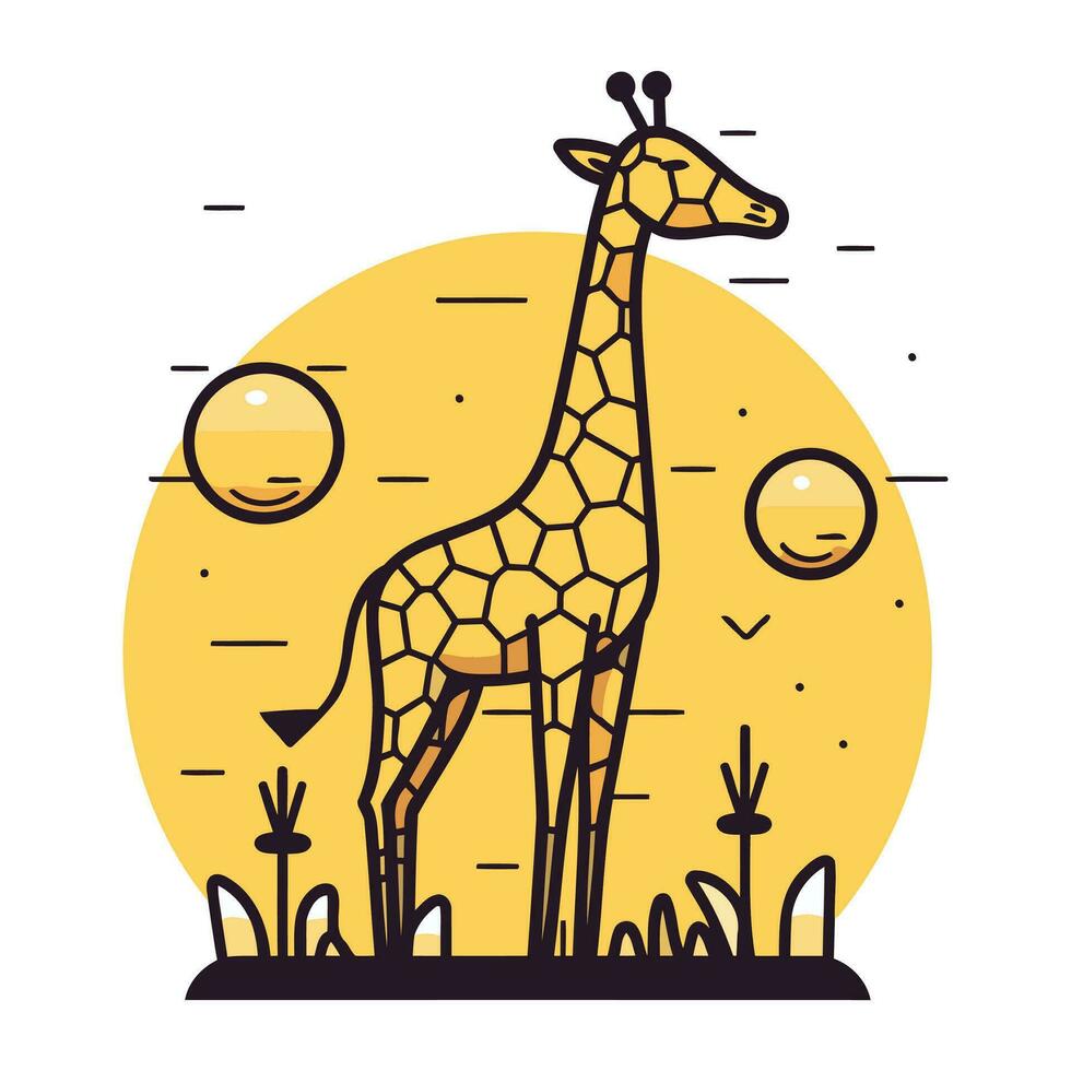 giraffe vlak vector illustratie. giraffe in de woestijn.