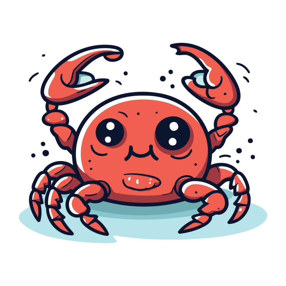 schattig tekenfilm krab. vector illustratie. geïsoleerd Aan wit achtergrond.