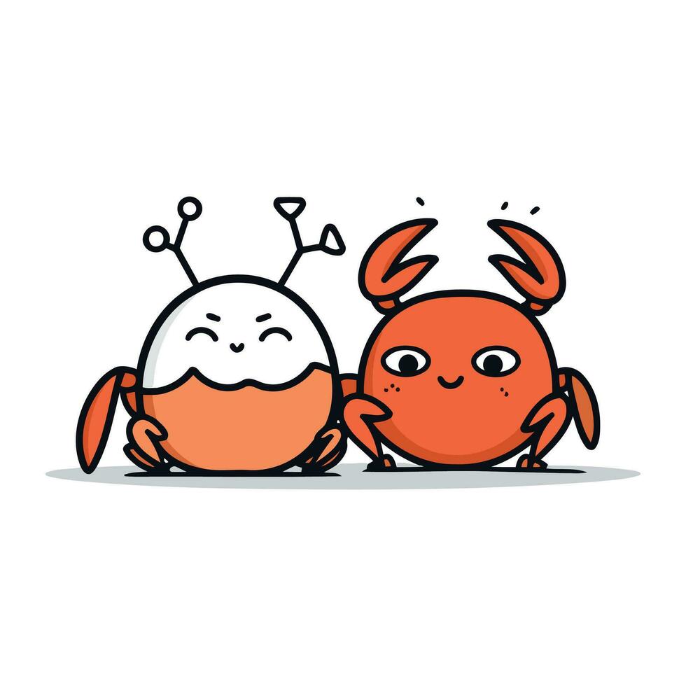 schattig tekenfilm krab. vector illustratie. geïsoleerd Aan wit achtergrond.