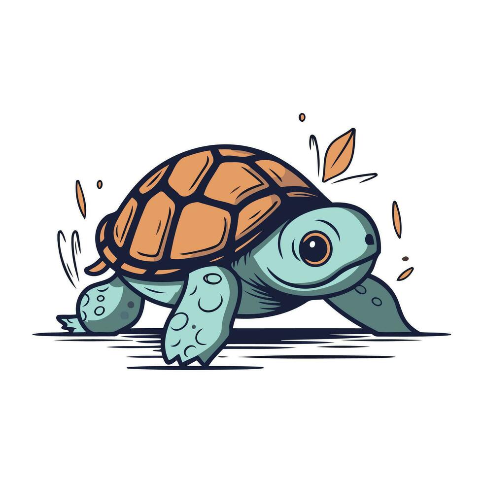 schattig tekenfilm schildpad. vector illustratie geïsoleerd Aan een wit achtergrond.