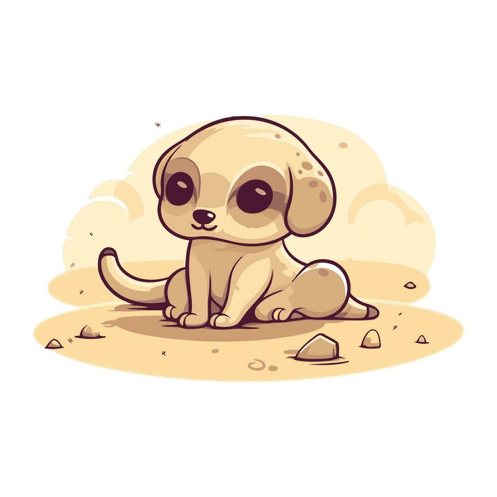 schattig tekenfilm meerkat zittend Aan de zand. vector illustratie