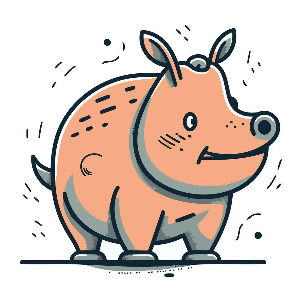 schattig tekenfilm neushoorn. vector illustratie geïsoleerd Aan wit achtergrond.